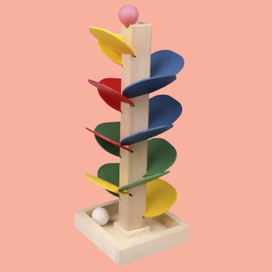 🌈 Montessori Wooden Marble Run – Colorful Tree Track Toy  🌈