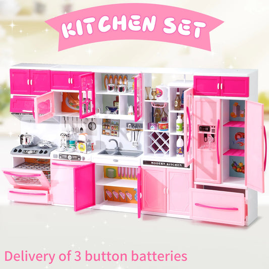 🎀 Pink Kitchen Playset – 5-Piece with Lights & Sounds ✨