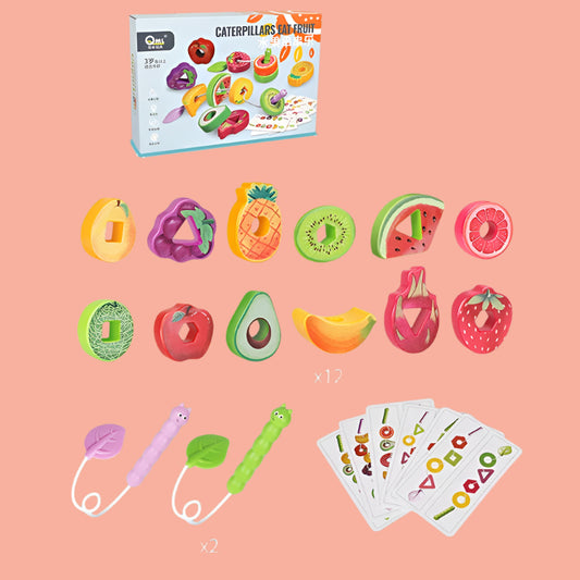 🍏 Fruit Shape Montessori Threading Toys – Geometric Matching & Fine Motor Skills Game 🍏