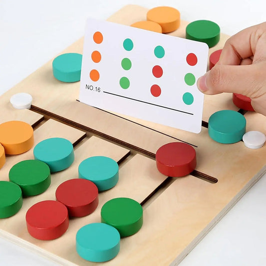 🧩 Montessori Wooden Colorful Slide Puzzle – Sensory Educational Toy for Toddlers 🎨