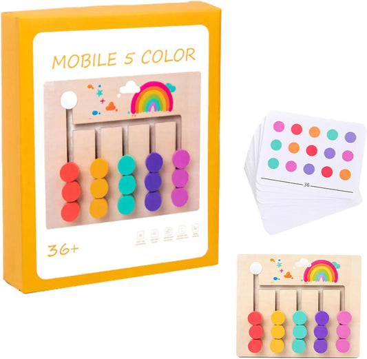 🧩 Montessori Wooden Colorful Slide Puzzle – Sensory Educational Toy for Toddlers 🎨