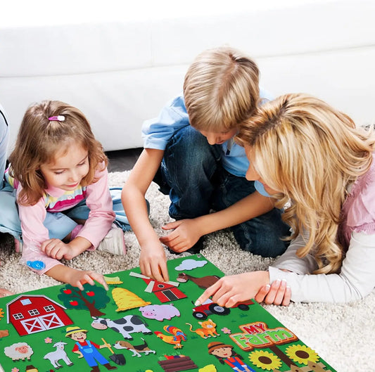 🐮 Montessori Felt Story Board – Farm Animal Play Set 🐮