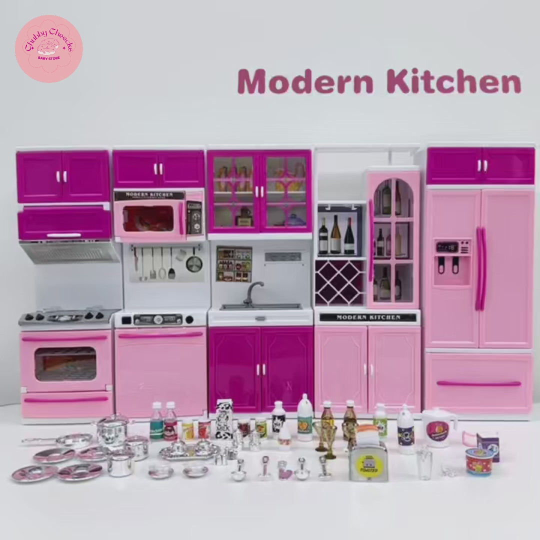 🎀 Pink Kitchen Playset – 5-Piece with Lights & Sounds ✨